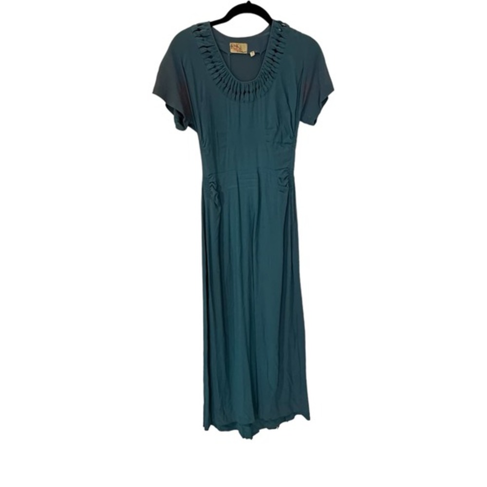 Vintage 1940s R &K Originals Blue Rayon Dress - Costume Repair Upcycle Study XS
